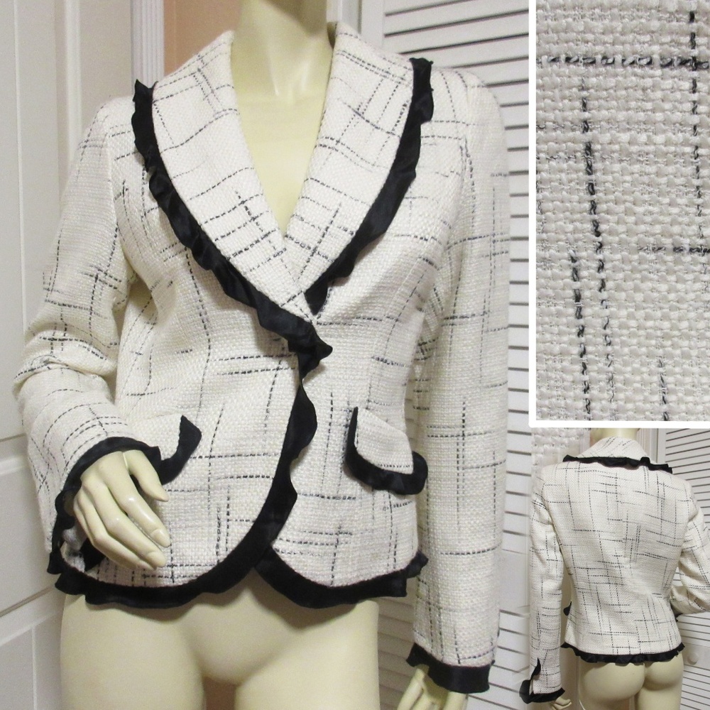 Y2K 80s 90s Kenneth Cole Womens Blazer Jacket Coat White Preppy Academia Mobwife